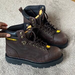 Survivors Steel Toe Work Boots Brown Leather SIZE 7